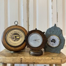 Vintage Barometer 3pcs As Found Wooden Slate Spares/Repair