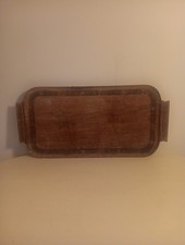 Large Antique Carved Treen Sycamore Rustic Bread Serving Board Tray 24" X 11¾"