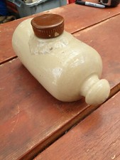 Vintage Salt Glaze Stoneware Bed Warmer With screw stopper
