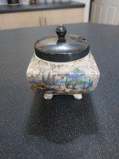 Vintage Sandland Ware Preserve Pot With  Silver Plated Lid
