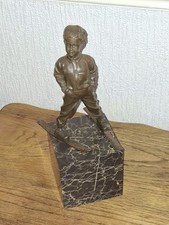 F Priess, Bronze Of Boy On