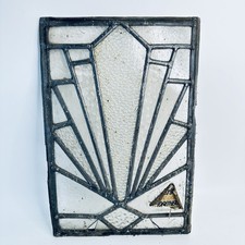 Small Antique 1920’s Leaded Multi Section Stained Glass Window Panel 34x23 cm