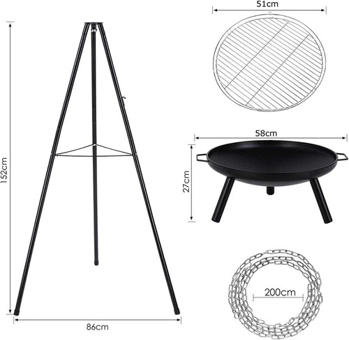 Tripod outdoor fire pit bbq - outdoor,