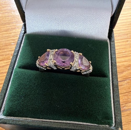 9ct gold amethyst diamond - 9ct, &