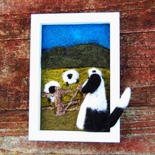 Sheep dog watching sheep
