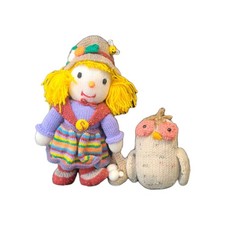 Hand Knitted Crochet Sally Scarecrow Doll Plush Teddy & Crochet Owl FREE POST 