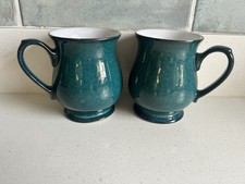 Denby Greenwich Craftsman Footed Mug-Cup Green - 2 X Pair Denby Greenwich Mugs