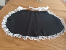 BLACK WAIST APRON - ADULTS 50'S STYLE / FRENCH MAID PINNY - Lace Trimmed