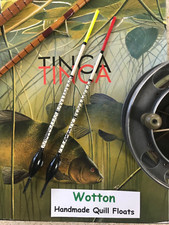 TRADITIONAL “WOTTON”  HANDMADE PEACOCK QUILL TENCH FLOAT X 2 RED & YELLOW