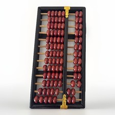 Vintage Wood Abacus Wooden Suanpan Lotus flower brand 60-70s