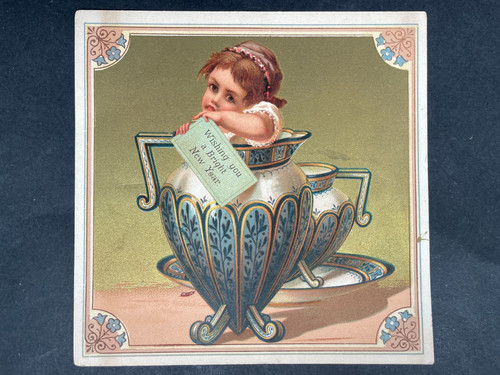 Victorian greeting card - greeting, new