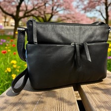 Rowallan Of Scotland Womens Medium Black Leather Organiser Crossbody Bag 3079