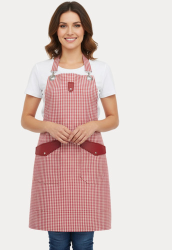 Checkered red apron with - red,