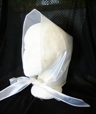 PVC Bonnet Adult Sized Rain Hood Hat Cap Plastic 1 Size Roleplay Pearly White 