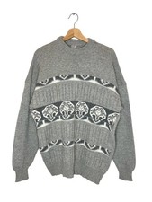 Vintage Danish Shetland Wool Jumper by Af Vinden Grey Nordic Sweater Mens L / XL