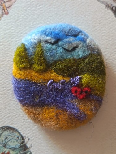 Needle felted brooch lavender - brooch.,