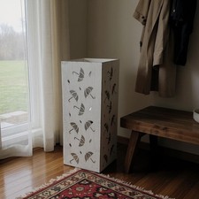 Metal Umbrella Stand Cream Square 49cm Classic Tall Umbrella Pattern Design