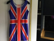 Ladies Union Jack Fancy Dress Costume Jubilee Royal Pops Star Flag Dresses Women