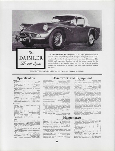1962 daimler 250 sports car - daimler,