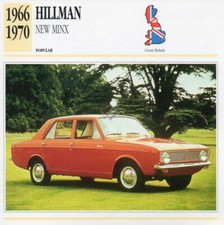1966-1970 HILLMAN NEW MINX Classic Car Photograph / Information Maxi Card