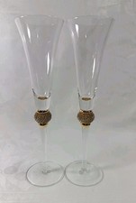 Champagne Flutes Gold Stem