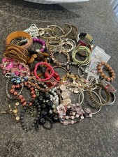2kg Approx Joblot Costume Jewellery Bracelets Broken For Crafts /Resell #12