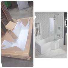 L-Shaped Right-Hand Bath with shower screen and bath panel - 1700x700 (850 max)
