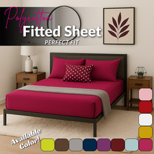 Fitted Sheets Polycotton Plain Dyed Soft Bed Sheets Single Double King Superking