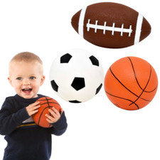 3 Mini Sports Soft Balls Football Basketball Rugby Inflated Kids Dog Pet Toys 5"
