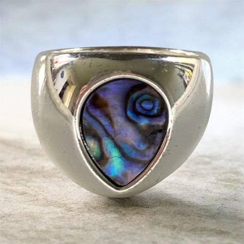 Chunky teardrop abalone ring - chunky,