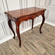 Antique French Figured Serpentine Console Folding Games Table Desk - Mahogany