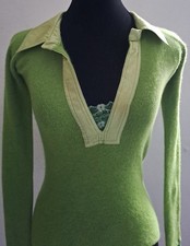 Vintage Twin Set Green V Neck Wool & SIlk Jumperby Simona Barbieri Size S