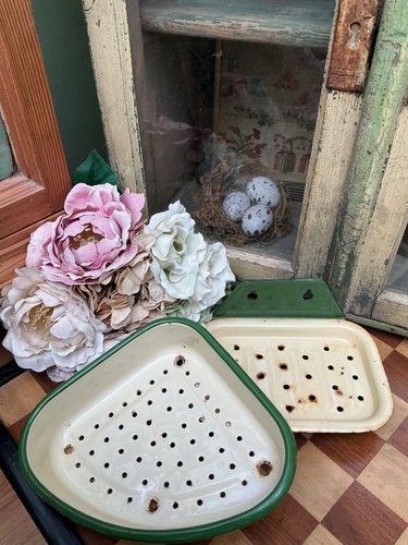 Vintage cream green - green, enamel