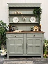 Upcycled painted priory style welsh dresser in fusion Bellwood green grey