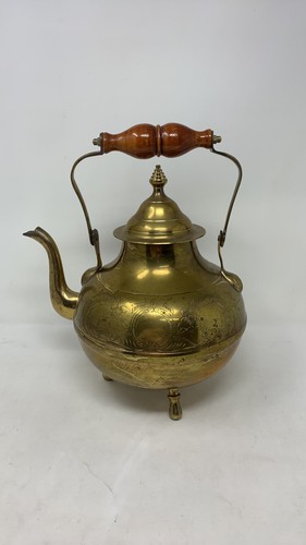 Brass teapot gold engraved - brass,