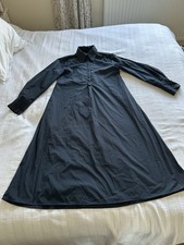 COS Navy Blue Collared Long Sleeve Midi Shirt Dress Size 38 UK 12 Pockets Poplin