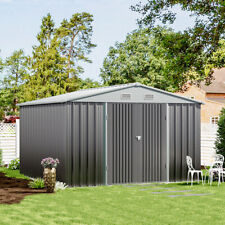 10x12FT 10 x 10FT 8x6FT Metal Garden Shed Outdoor Grey Sheds Storage Tools House