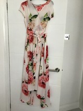 Papaya Matalan White Floral Dip Hem dress with Belt Size 10