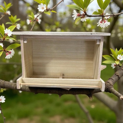 Wooden bird feeder station - wooden,