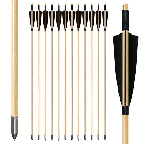 12pcs wooden arrows - wooden, 32"