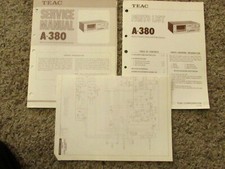 2 TEAC A-380 CASSETTE TAPE DECK ORIGINAL SERVICE REPAIR MANUAL 