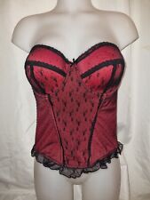 Gorgeous Black Red DANIEL AXEL Underwired boned corset basque top size 36D (TV)