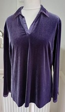 Debenhams Classics Size 18 Purple Velour Long Sleeve Top