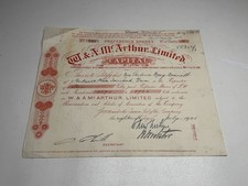 Antique (1901) W & A McArthur Limited Share Certificate Softgood Merchants ?