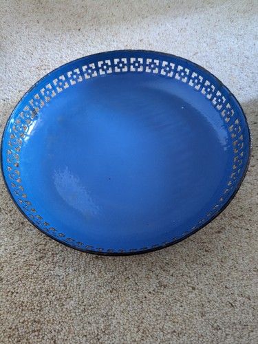 Vintage round blue enameled - vintage,