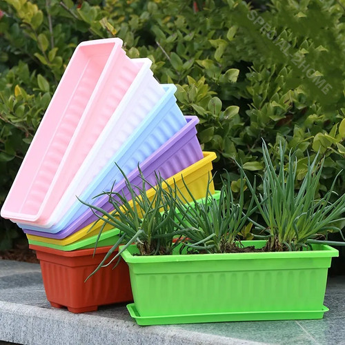 Set long trough plant pot - of,