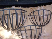 3 x half round Black metal flower baskets post garden