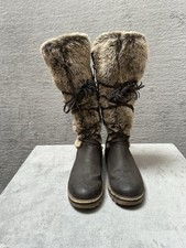 Marco Tozzi Brown Boots Leather Knee High Shearling Fur Lined | UK Size 4