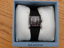 Ladies SKAGEN Square faced Steel Watch in black - boxed