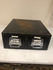 Vintage Black Heavy Duty 2 Drawer Index Metal Filing Cabinet- Industrial Design